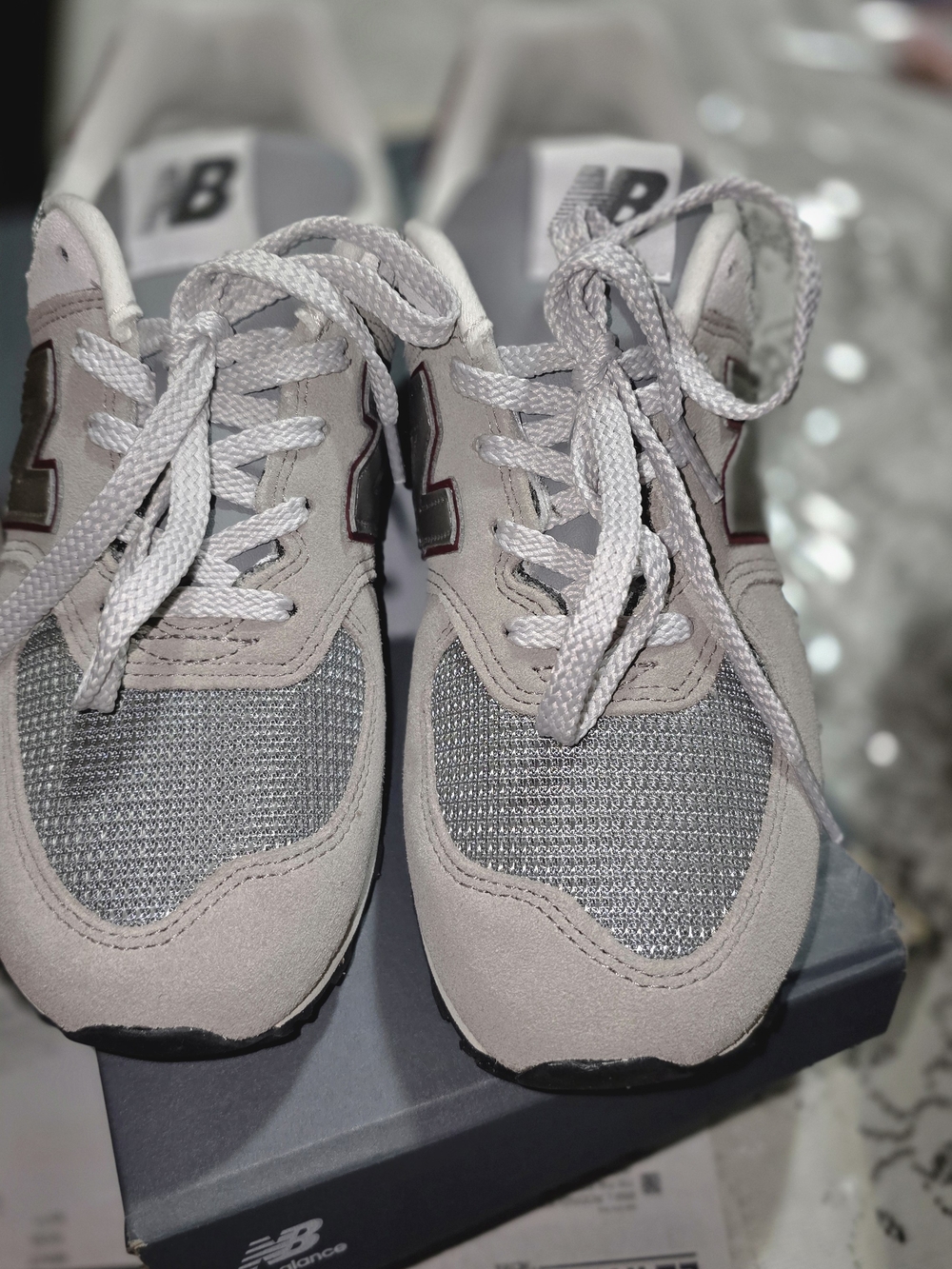 New Balance Light Gray and Silver Women's Sneakers